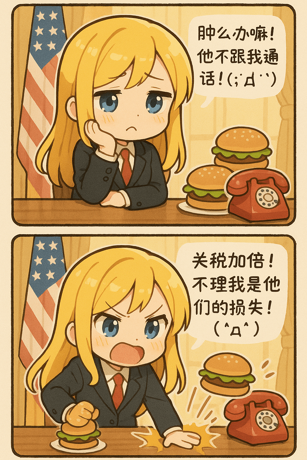 日系双格漫画 (少女总统红温了)